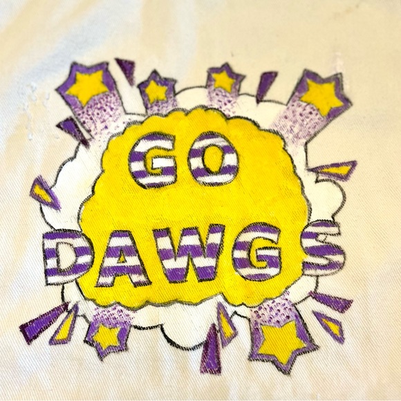 Custom UW “Go Dawgs” denim jacket. University of Washington fan wear. Women’s M - Picture 3 of 4